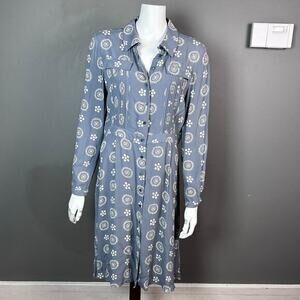 Boden shirt dress‎ size 10 long line sleeve gray lightweight professional office